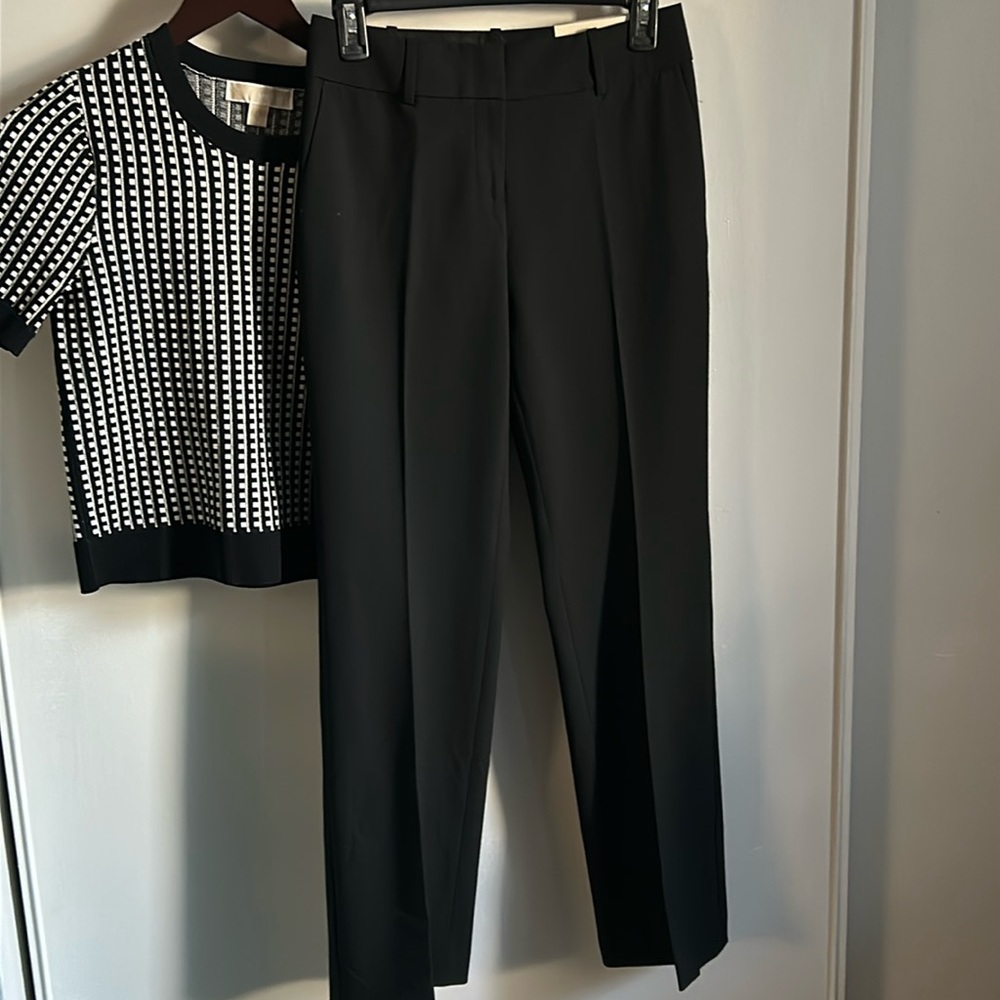 New Anne Taylor Women’s Petite Black Curvy Fit Trouser Leg Dress Career Pants